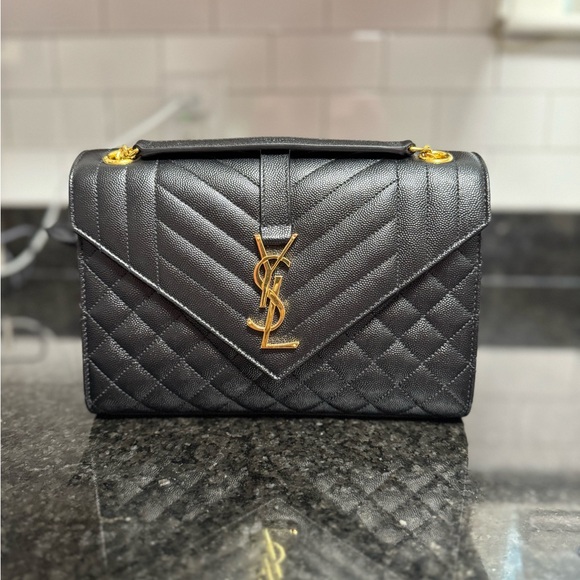 YSL SAINT LAURENT ENVELOPE SMALL QUILTED LEATHER CROSSBODY BAG - Picture 2 of 13